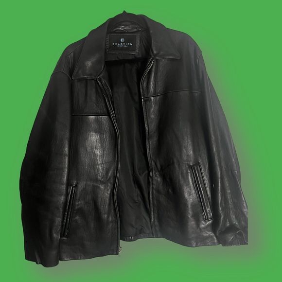 Kenneth Cole Reaction Vintage Men's (M) Black Genuine Leather James Dean Jacket